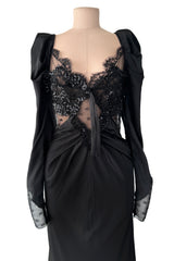 Prettiest Fall 2019 Alessandra Rich Black Version of Runway Look 46 Bias Cut Silk & Sequin Lace Dress