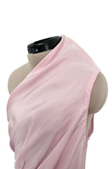 Dreamy Early 1980s Bill Blass Pale Pink Silk One Shoulder Dress w Full Slightly Trained Skirt