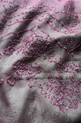 Stunning 1970s Bill Gibb Deep Purple Fuchsia Silk Chiffon & Glitter Dress w Deep Front & Back Plunge