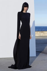 Striking Resort 2019 Alex Perry "Abigail" Brilliant Orange Full Length Capes Sleeve Dress w Open Back