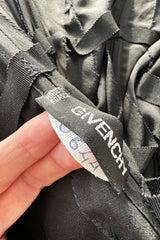 Spectacular 1980s Hubert de Givenchy Haute Couture Velvet Floral Cut Out Dress w Gold Metal Flowers