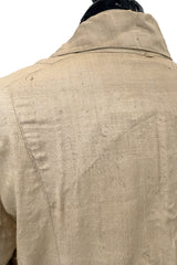Incredible 1920s or Earlier Unlabeled Ultra Fine Natural Linen Jacket w Hand Carved Buttons