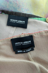 Prettiest Spring 2000 Giorgio Armani Runway Dusty Pink Beaded Halter Top & Silk Chiffon Skirt Set