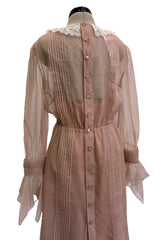 Spectacular Fall 2020 Gucci by Alessandro Michele Runway Look 29 Dusty Pink Silk Dress & Skirt Overlay Set
