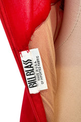 Magical 1990s Bill Blass Perfectly Minimalist Bias Cut Red Silk Chiffon Dress w Tiny Ruffle Detailing