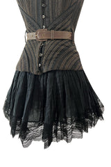 Exceptional Fall 2002 Alexander McQueen Runway Look 44 Corset Mini Dress w Leather Details