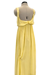 Ethereal 2000s Christian Dior by John Galliano Pale Yellow Silk Chiffon Dress w Barely There Bodice