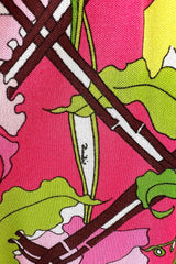 Prettiest 1960s Emilio Pucci Original Pink Silk Jersey Dress w Lattice Flower & Leaf Print