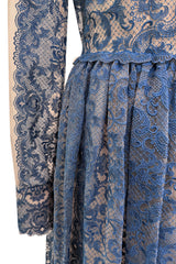 Phenomenal Fall 2013 Valentino by by Maria Grazia Chiuri & Pierpaolo Piccioli Runway Look 54 Dusty Blue Lace Dress