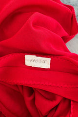 Minimalist Spring 1977 Christian Dior by Marc Bohan Haute Couture Red Silk Jersey Dress w Button Back