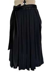 Incredible Spring 1990 Yves Saint Laurent Runway Brilliant Green Jacket w Pink Lining & Black Skirt Set
