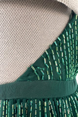 Phenomenal & Rare 1979 Halston Couture Andy Warhol Filmed Green Beaded Halter Dress w Open Back