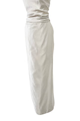 Minimalist 1990s Givenchy Silver Undertone Ivory Strapless Silk Dress w Back Gathering & Shawl