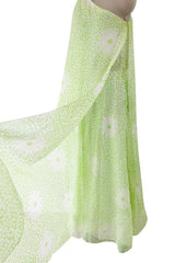 Dreamy Spring 1974 Lanvin by Jules-Francois Crahay Pale Green Floral Print One Shoulder Dress