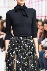 Beautiful Fall 2019 Christian Dior by Maria Grazia Chiuri Runway Look 36 Black Net Bead & Sequin Over Skirt