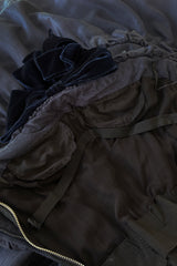 Incredible 1980s Hubert de Givenchy Haute Couture Strapless Blue Matte Silk Dress w Velvet Bow Detailing