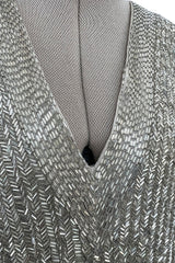 Extraordinary Fall 1975 John Anthony Couture Ivory Silver Hand Beaded Runway Sample Dress