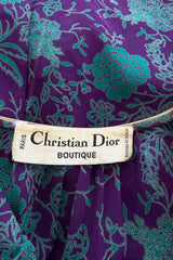 1976 Christian Dior by Marc Bohan Printed Purple & Turquoise Silk Chiffon Skirt & Jacket Set