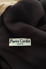 Exquisite 1978 Pierre Cardin Haute Couture Black Silk Chiffon Dress w Huge Balloon Sleeves