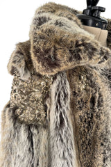Incredible Fall 2001 Chloe by Stella McCartney Faux Fur Runway Look 1 Coat w Bead & Crsytal Detail