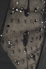 Cruise 2016 Yves Saint Laurent by Hedi Slimane Couture Black Dress w Mesh & Crystal Front