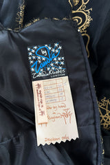 Fall 1995 Zandra Rhodes 'The Fairy Collection' Hand Painted Metallic Gold Lace & Silk Dress