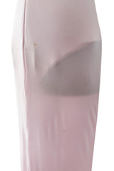 2005 Roberto Cavalli Pale Pink Silk Jersey Plunge Dress w Trained Back