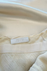 Gorgeous Fall 2000 Prada Backless Ivory Bias Cut Silk Dress w Front Gathering Detail