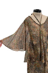 Fantastic 1970s Yves Saint Laurent Light and Airy Top w Curved Sleeves & Tiered Dress Skirt Set
