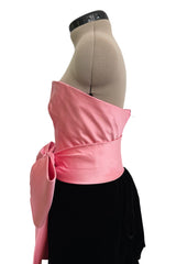 Gorgeous & Chic Fall 1984 Givenchy by Hubery de Givenchy Haute Couture Strapless Pink Silk & Black Velvet Dress