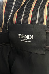 Amazing 2010s Fendi by Karl Lagerfeld Striped Cotton Dress w Transparent Net Panels