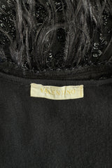 1990s Valentino Feather, Net & Sequin Micro Mini Cashmere Knit Dress