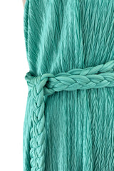 Amazing 1980s Mary McFadden One Shoulder Pleated Two Piece Set Dress w Braided Belt