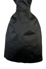 Extraordinary Winter 1954 Cristobal Balenciaga Haute Couture Strapless Black Silk Dress w Lace Bodice