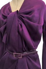 Rare Fall 2007 Christian Dior by John Galliano Runway Look 43 Purple Hammered Silk Top Skirt Dress Set