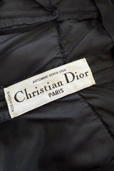 Fall 1984 Christian Dior by Marc Bohan Haute Couture Runway Black Velvet Dress w Wide Neckline