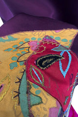 Fall 2002 Oscar de la Renta Runway Look 50 Deep Purple Silk Dress w Hand Applied Patchwork