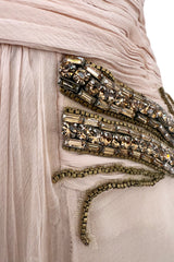 c 2007 Roberto Cavalli Pale Ballet Pink Pleated Silk Jersey Dress w Front Plunge & Rhinestones