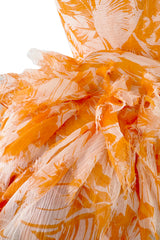 Exceptional Spring 2004 Oscar de la Renta Runway Printed Silk Chiffon Dress w Ruffle Skirt