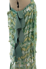 Outstanding Spring 2014 Lanvin by Alber Elbaz Runway Metallic Green & Gold Dress w Ribbon Detailing