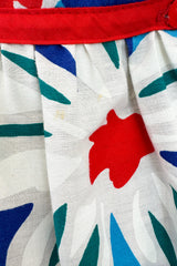 c.1977 Oscar de la Renta for Swirl One Shoulder Printed Bright Floral Cotton Dress w Ruffled Hem