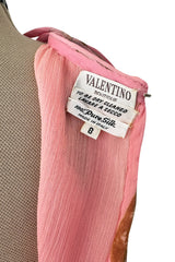Romantic Spring 1974 Valentino Documented Pink Silk Chiffon Dress w the Iconic Shell Print