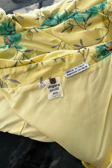 Documented Spring 1988 Emanuel Ungaro Pale Yellow Silk Taffeta Strapless Dress w Floral Print