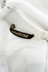 Spring 2016 Roberto Cavalli by Peter Dundas Beaded & Rhinestone Snake Detail White Jersey Dress