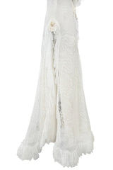 Dreamy Fall 2016 Rodarte Runway Look 40 White Lace, Silk & Net Bias Cut Dress w Hand Done Detailing