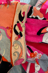 Documented Spring 1968 Emilio Pucci Pink Floral Screened Hooded Terrycloth Beach Cover Up or Dress