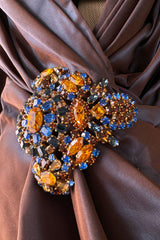 Incredible Fall 1990 Christian Lacroix Haute Couture Silk Runway Backless Dress w Two Elaborate Original Brooches