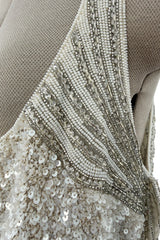 Extraordinary Spring 2001 Original Valentino Runway Look 73 Sequin Top & Ivory Silk Skirt Set