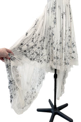 Important Fall 2003 Alexander McQueen 'Scanners" Runway Look 55 White Silk Corset Dress w Silver Sequins & Embroidery