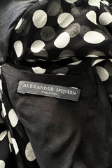Chic 2006 Alexander McQueen Stark Black & White Polka Dot Silk Chiffon Halter Dress